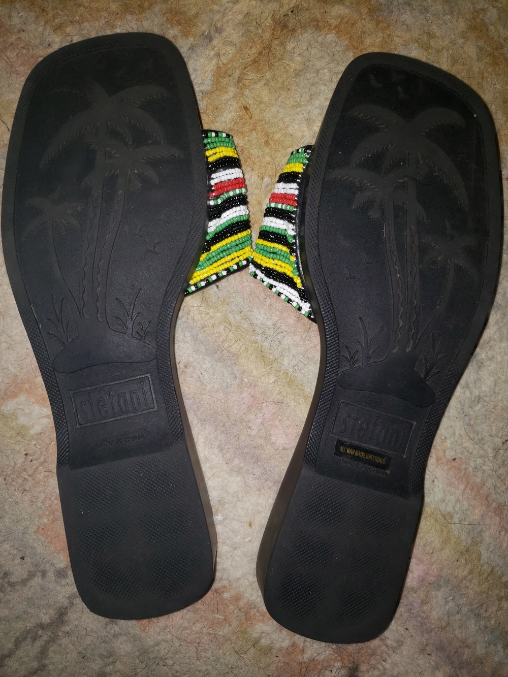 Beaded Slide Mules in Black with Multicolor Accents - Picture 2 of 3